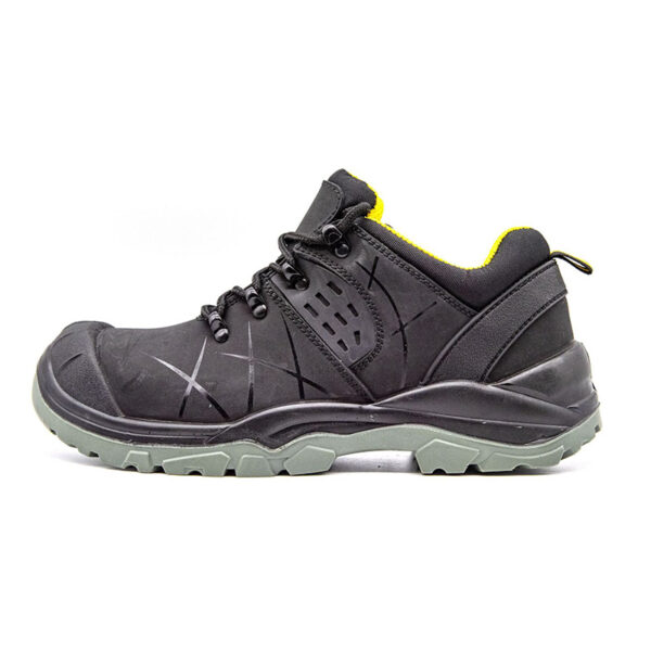 MKsafety® - MK0192 - Reflective strip design black leather steel toe work shoes-1