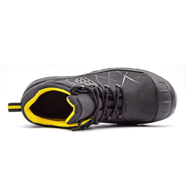 MKsafety® - MK0192 - Reflective strip design black leather steel toe work shoes-2