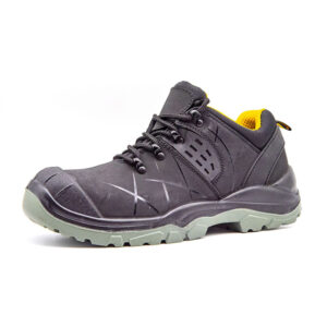 MKsafety® - MK0192 - Reflective strip design black leather steel toe work shoes