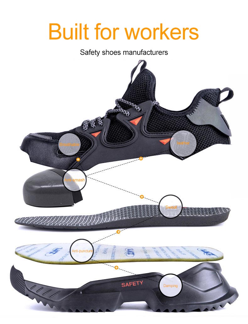 MKsafety® - MK1032 - Super light breathable steel toe cap safety trainers -details
