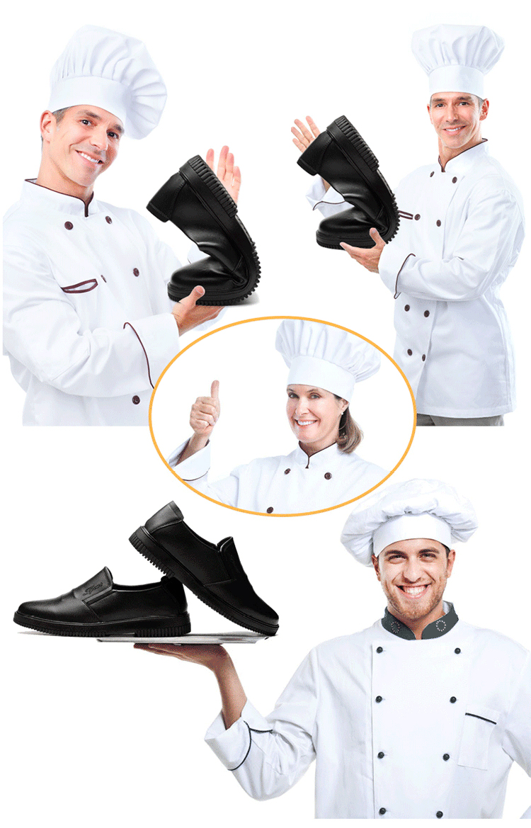 MKsafety® - MK1331 - Black waterproof and oilproof leather non slip cook shoes-details