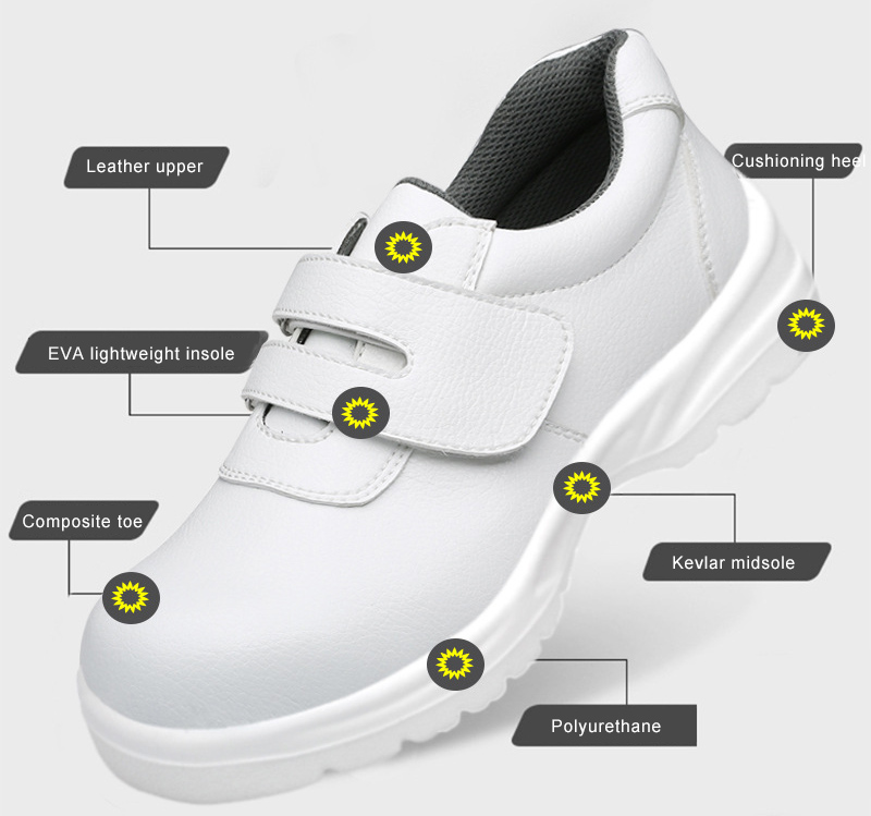 MKsafety® - MK0710 - White convenient velcro design comfortable anti static work shoes-details
