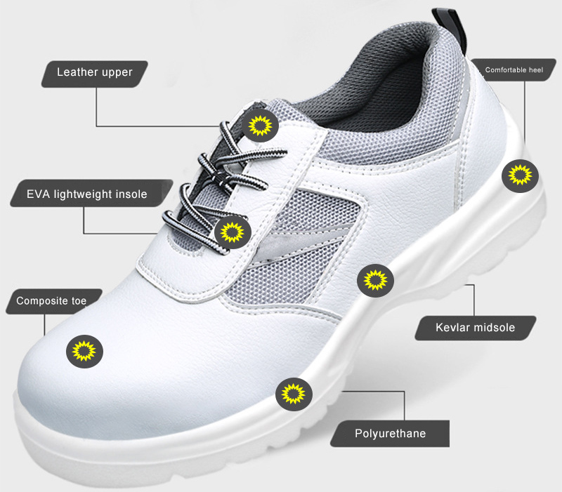 MKsafety® - MK0711 - Composite toe cap anti static white slip resistant work shoes-details
