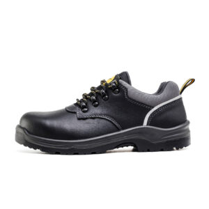 MKsafety® - MK0137 - Leather comfortable lining steel toe all black work shoes-1