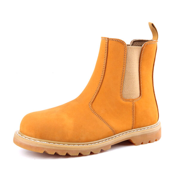 MKsafety® - MK0411 - Yellow suede leather non slip steel toe pull on work boots