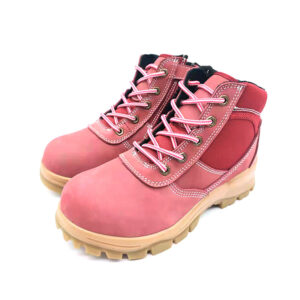 MKsafety® - MK0414 - Women's pink waterproof leather steel toe boots with zipper-1