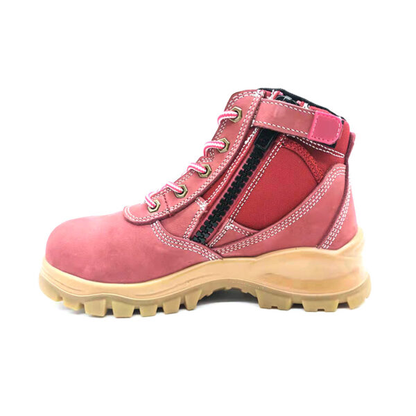 MKsafety® - MK0414 - Women's pink waterproof leather steel toe boots with zipper