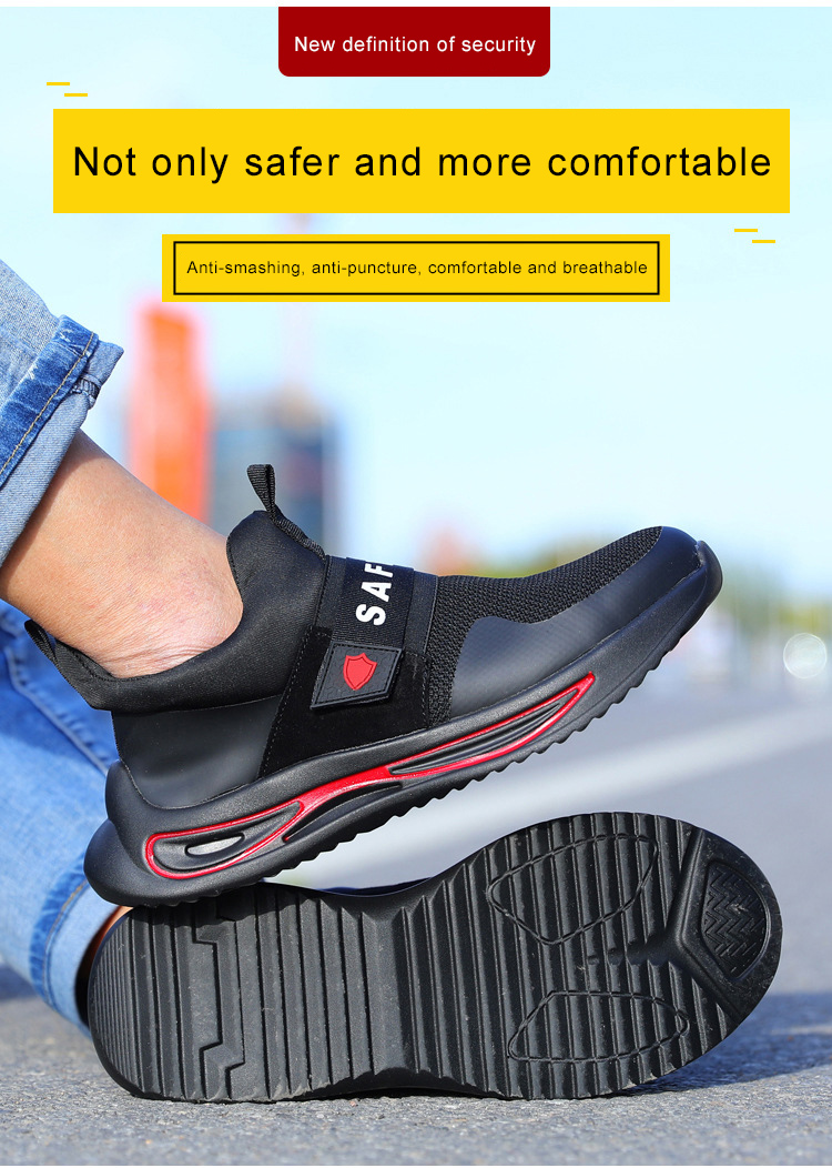 MKsafety® - MK1035 - Black velcro design fashion men's lightweight safety shoes-details