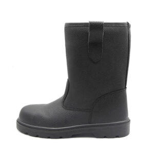 MKsafety® - MK1207 - Pull on black waterproof leather rigger boots for oilfield-1